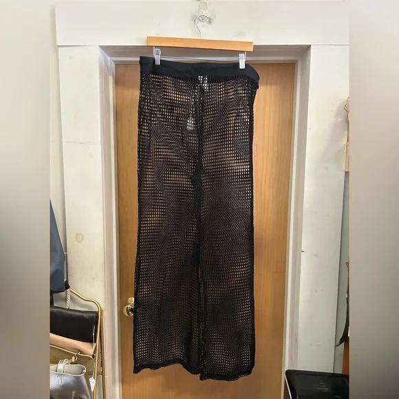 Shade & Shore Crochet Black Beach Pool Cruise Cover Up Pants - size XL -MSRP $28 - Picture 4 of 4